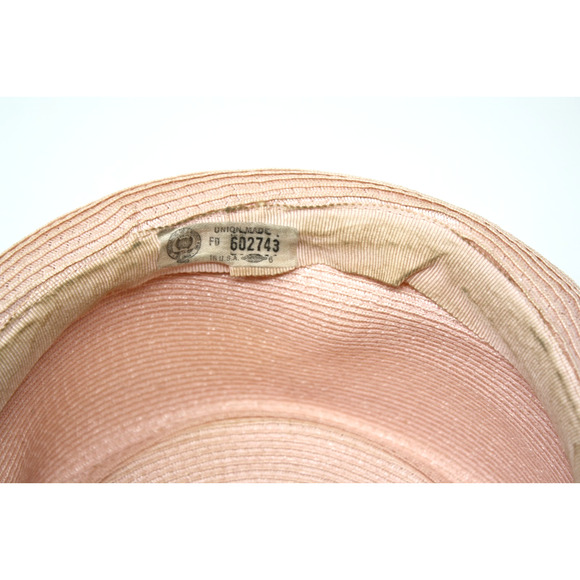 Vintage Union Tag Pink Pill Box Hat Narrow Brim for Costume or Upcycle - Hey Viv - Picture 5 of 7